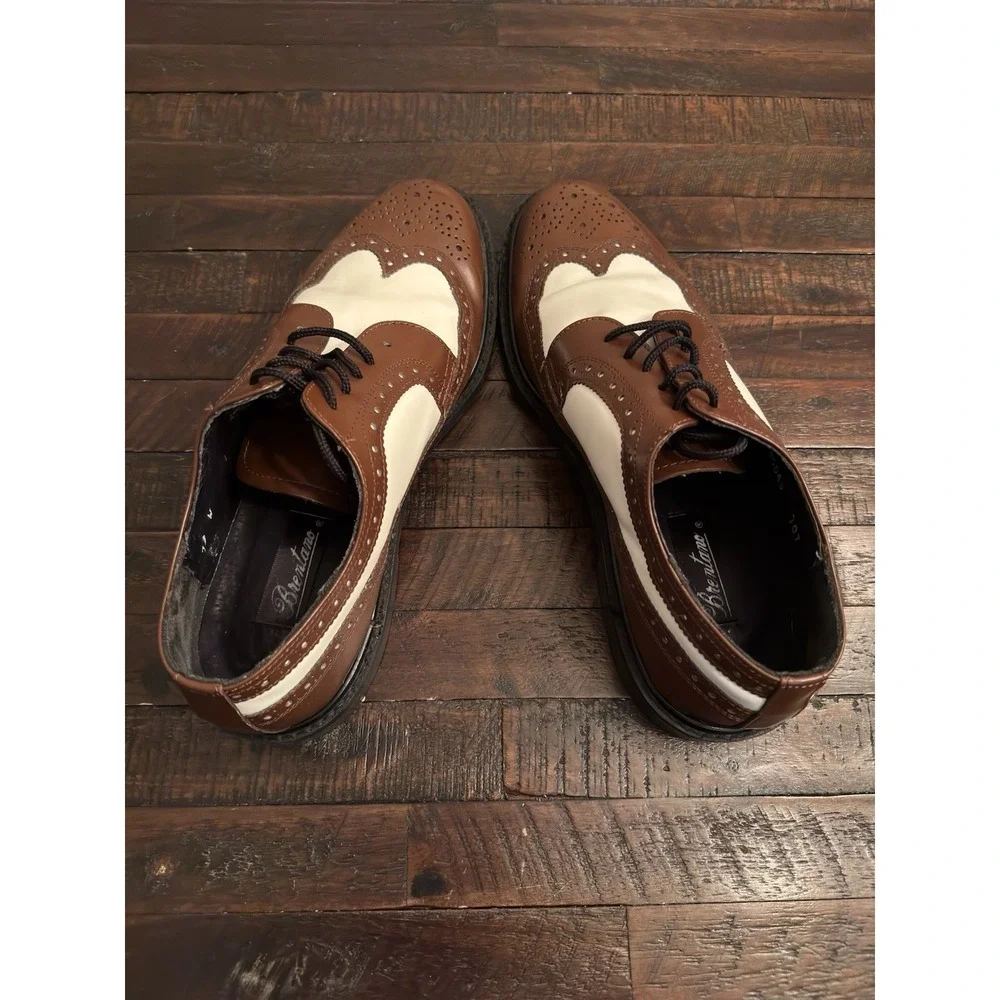 Brentano‎ Spectator Leather Two-Tone Wingtip Tuxedo Shoes Oak/White | Size 13 W